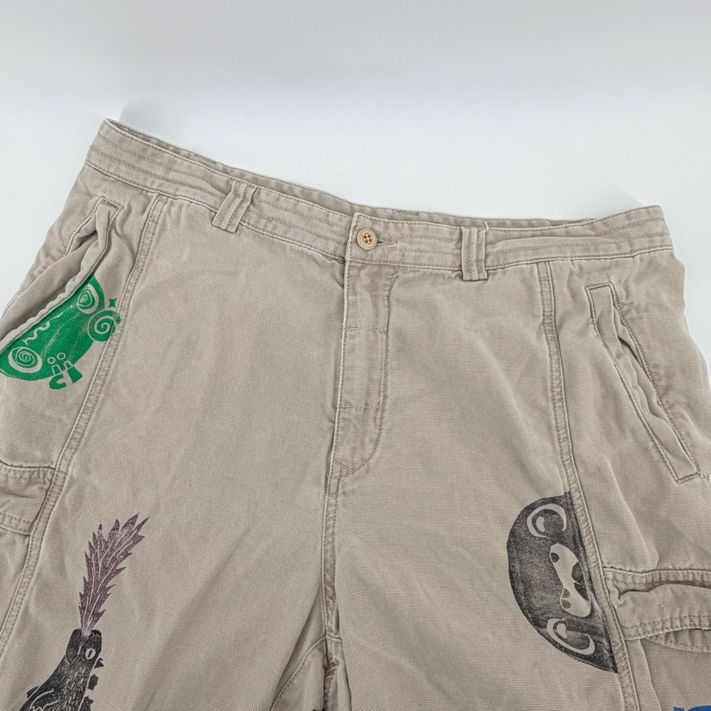 Tommy Bahama Relax Mens 36 Khaki Cargo Shorts Custom Graphic Godzilla‎ Superman